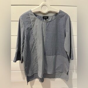 💙 Lily Moss Mixed Stripe Blouse – Size XL